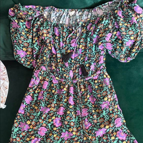 Spell Floral Off-Shoulder Jumpsuit - Black, Pink, Green - Picture 1 of 3